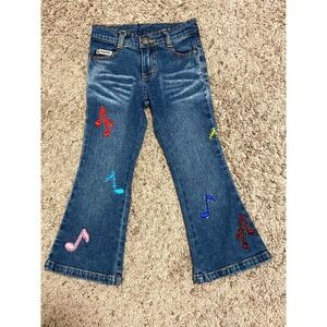 NWOT Lipstik Girls sz 4‎ Boutuque Embroidered Music Notes Girs Jeans  Retail $80